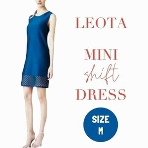 Leota teal blue scuba knit retro shift dress size Medium